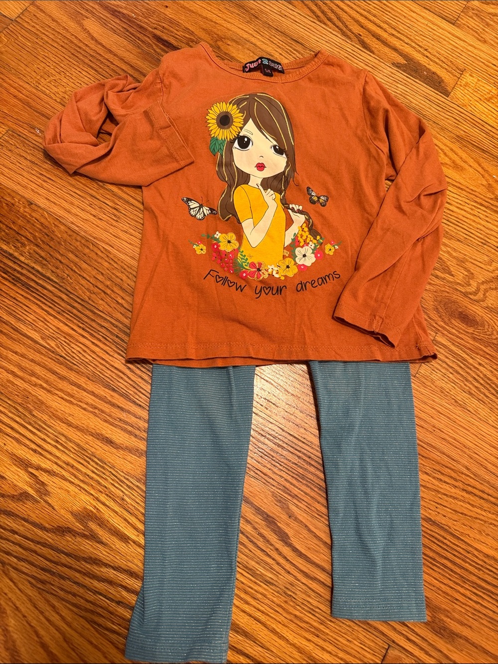 2 Cute Rust Orange and Teal and Gold Set